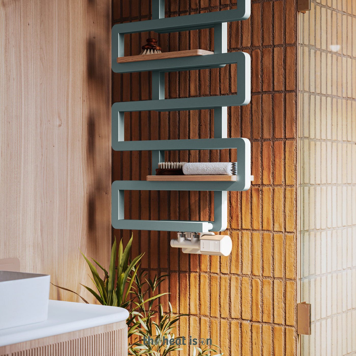 04_Wooden-Shelf-Accessory_-Beech_--for-Terma-BOOKIE-Towel-Rail_-400mm-Wide-Stand-Model