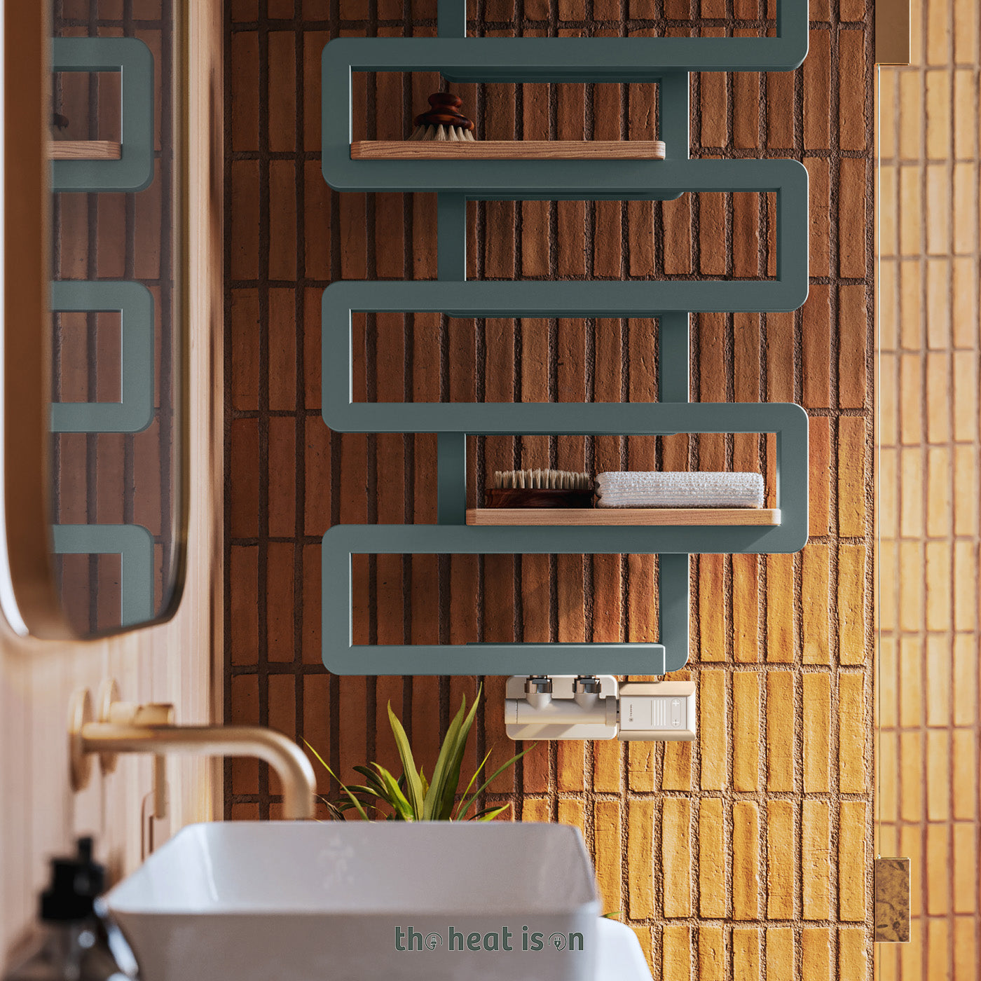 04_Wooden-Shelf-Accessory_-Oak_--for-Terma-BOOKIE-Towel-Rail_-400mm-Wide-Stand-Model