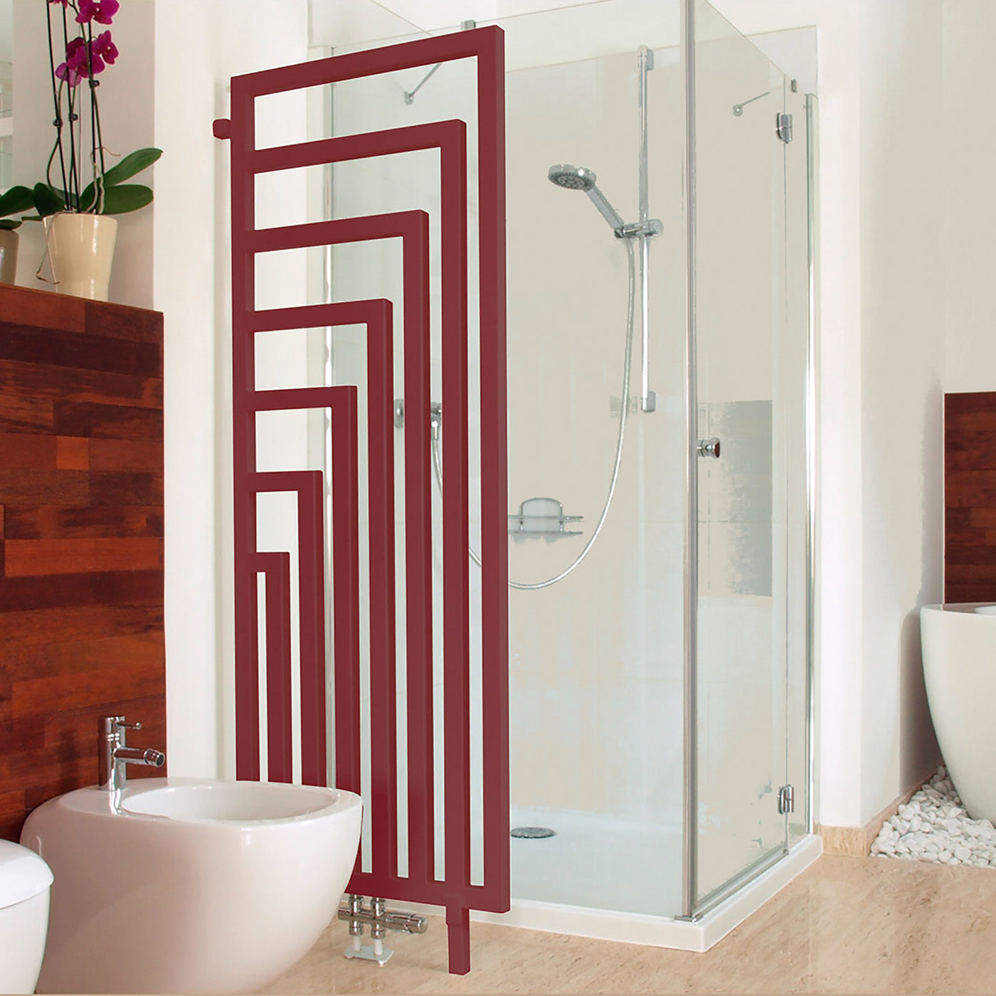 Terma ANGUS DW, 1620h x 600w(mm), 3088 BTUs, Vertical Designer Radiator, Metallic Red