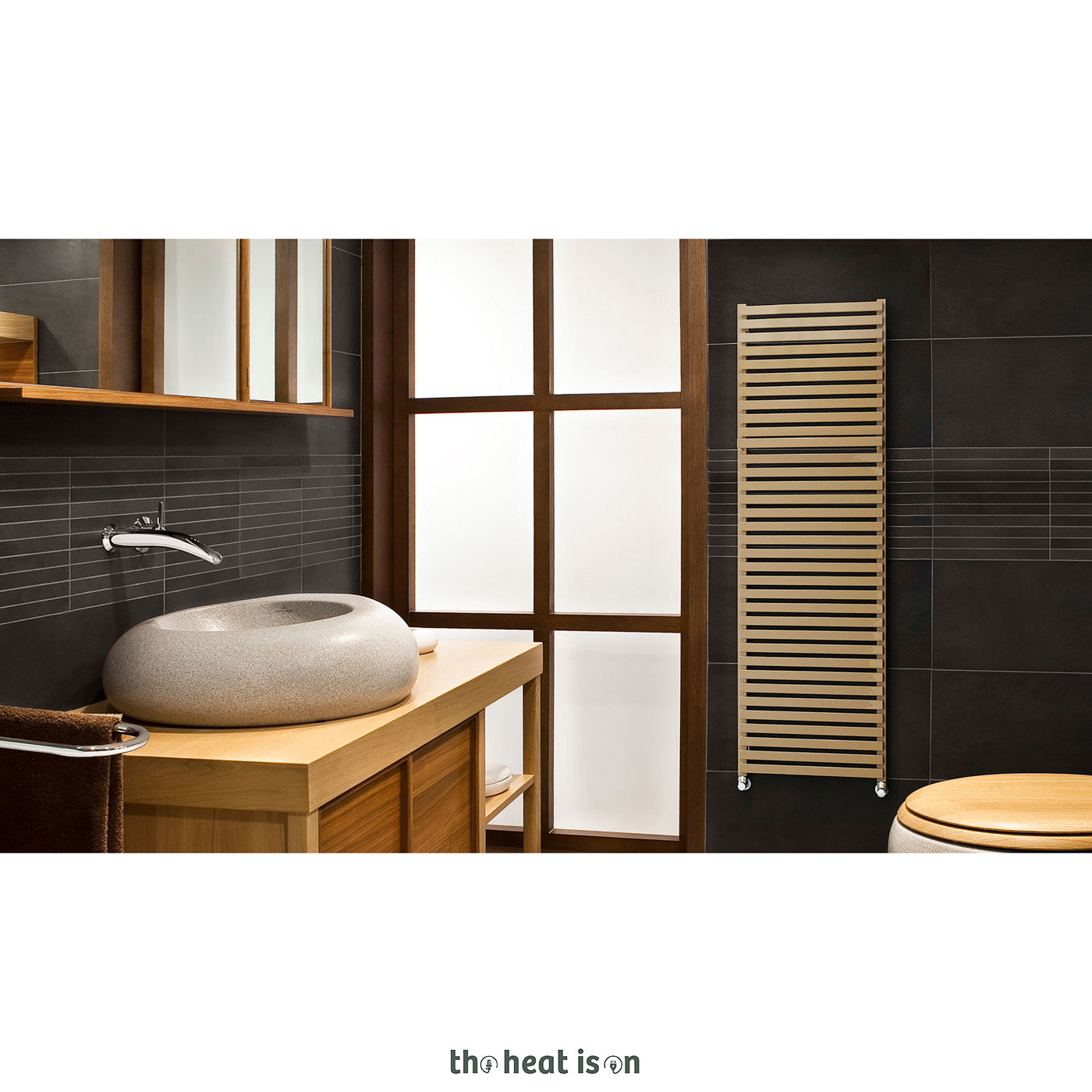 Terma CITY, 1590h x 500w(mm), 3027 BTUs, Heated Towel Rail, Anodic Gold