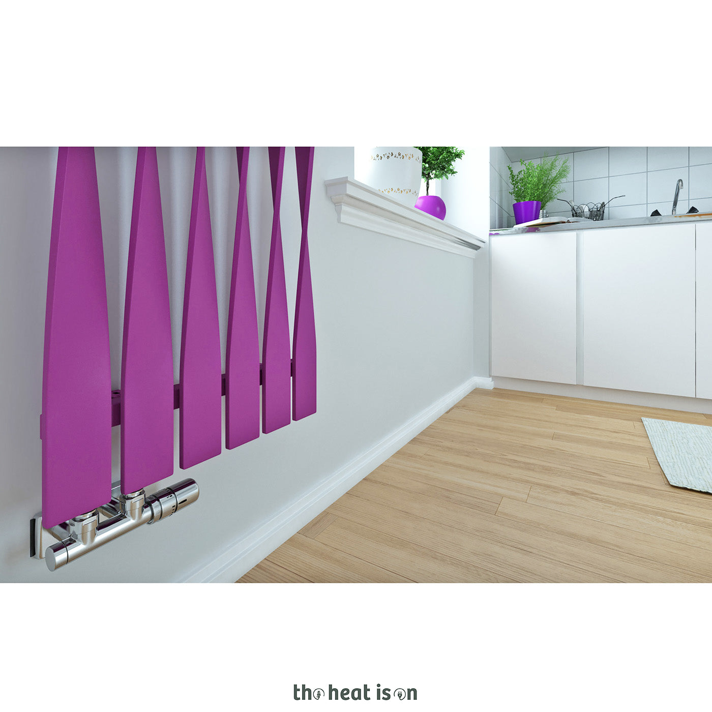 Terma CYKLON V, 1600h x 495w(mm), 2883 BTUs, Vertical Designer Radiator, RAL 4006 Matt Traffic Purple