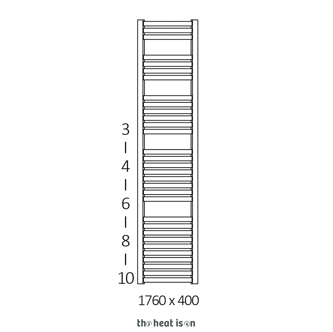 Terma DEXTER, 1760h x 400w(mm), 2109 BTUs, Heated Towel Rail, RAL 3015 Matt Light Pink
