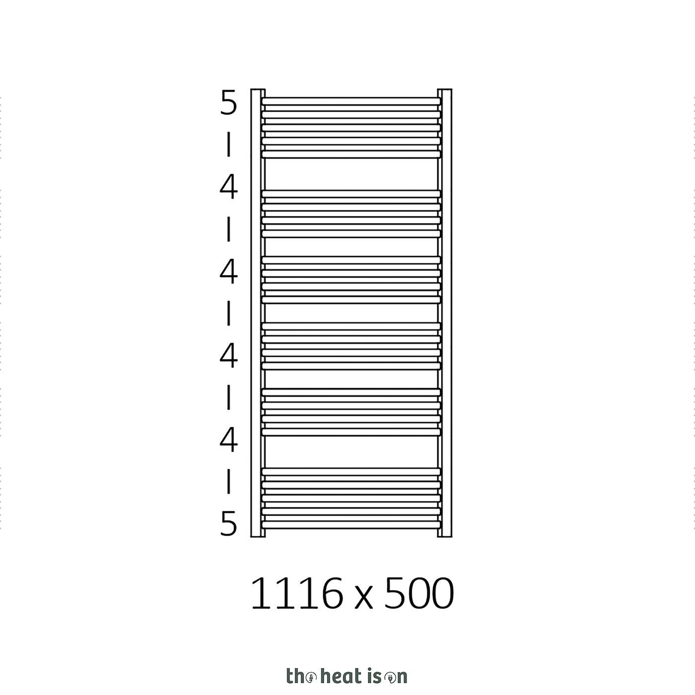 Terma DOMI, 1116h x 500w(mm), 1750 BTUs, Heated Towel Rail, Chrome