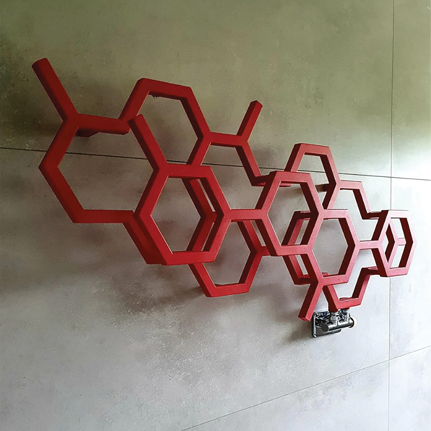 Terma HEX, 502h x 1126w(mm), 1082 BTUs Horizontal Designer Radiator, RAL 3028 Matt Pure Red