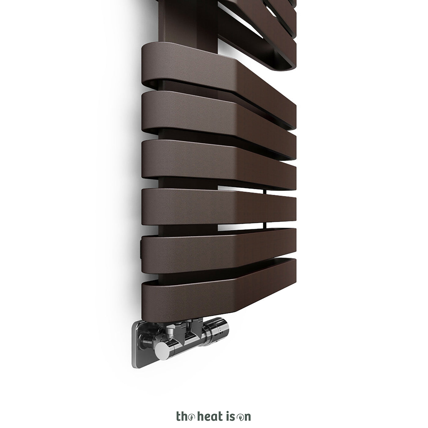 Terma IRON S, 1315h x 500w(mm), 3398 BTUs, Heated Towel Rail, Noble Brown (bars) Noble Brown (masking)