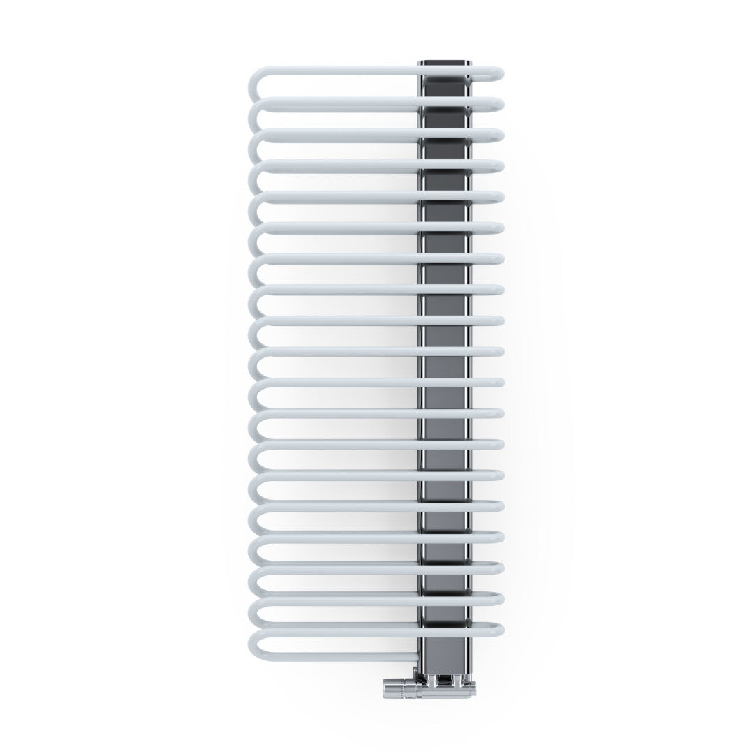 Terma MICHELLE, 1200h x 500w(mm), 2460 BTUs, Heated Towel Rail, RAL 9016 Matt White (Bars) / Inox (Masking)