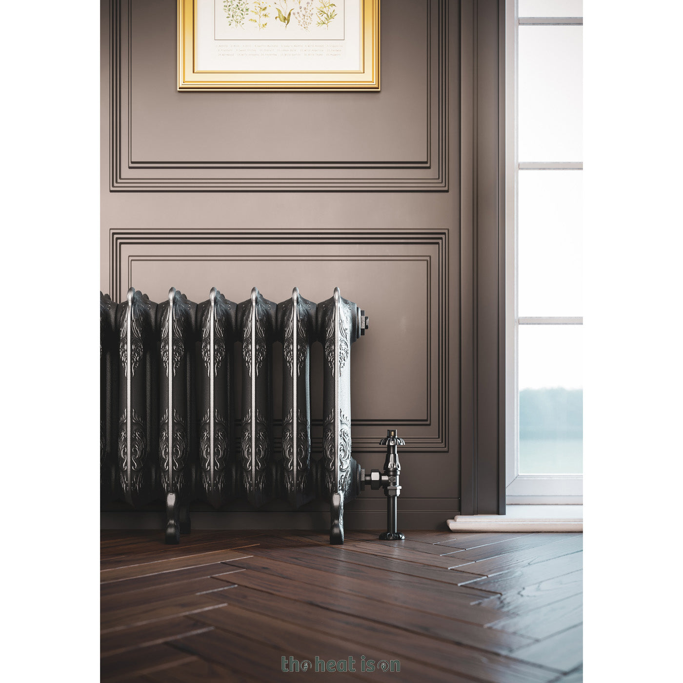 Terma OXFORD, 470h x 1180w(mm), 4098 BTUs Horizontal Cast Iron Radiator, Raw Metal