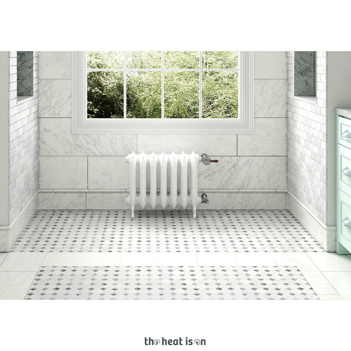 Terma OXFORD, 470h x 606w(mm), 2051 BTUs, Horizontal Cast Iron Radiator, 7 sections, White Soft