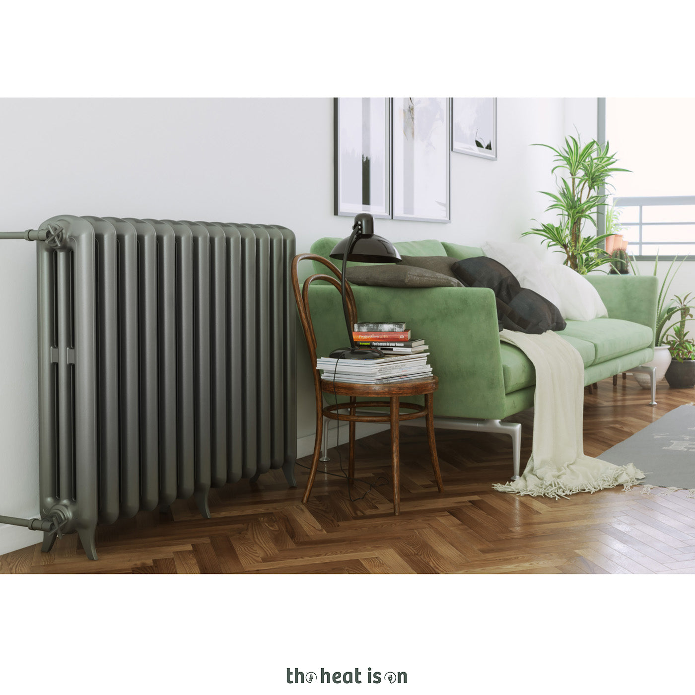 Terma PLAIN 3 COL, 720h x 1098w(mm), 6121 BTUs, Horizontal Cast Ironr Radiator, 13 sections, Raw Metal