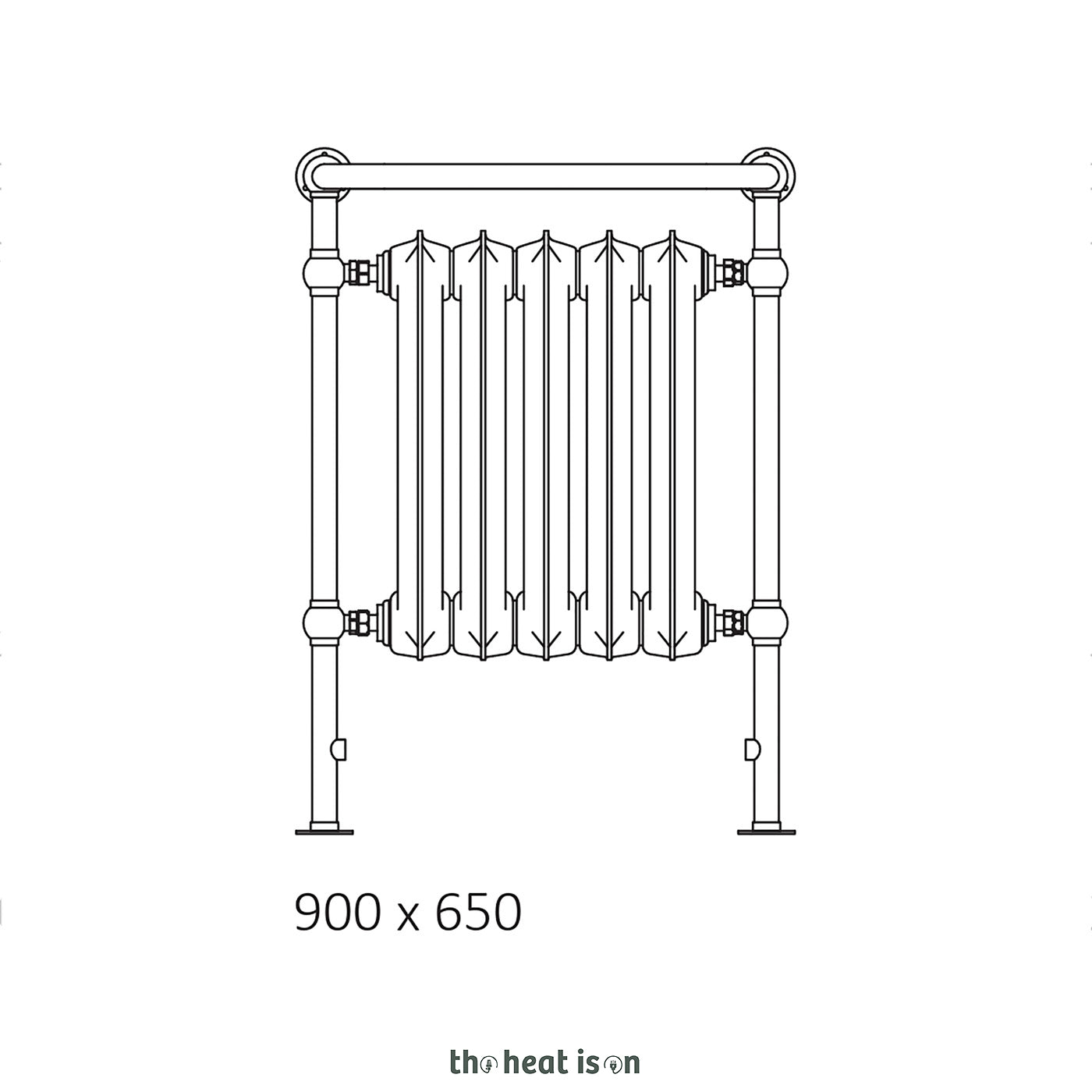 Terma PLAIN TOWEL RAIL, 900h x 650w(mm), 2030 BTUs, Cast Iron Heated Towel Rail, Autumn (Radiator) Chrome (Surround)