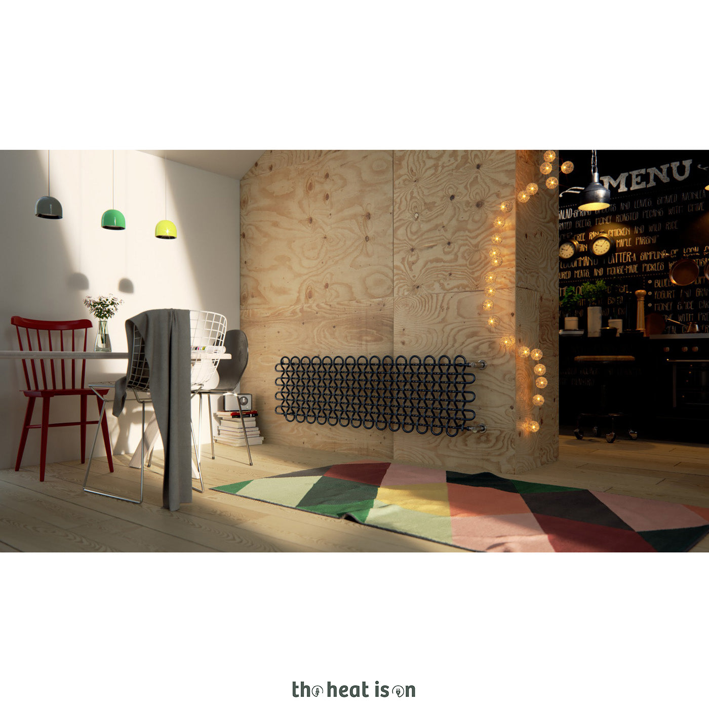 Terma PLC H, 463h x 1600w(mm), 2122 BTUs, Horizontal Designer Radiator, RAL 9005 Matt Black