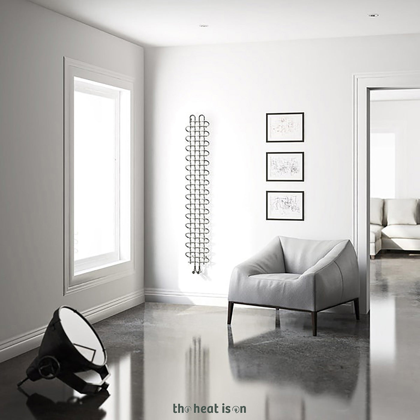 Terma PLC V, 1580h x 263w(mm), 1129 BTUs, Vertical Designer Radiator, Inox