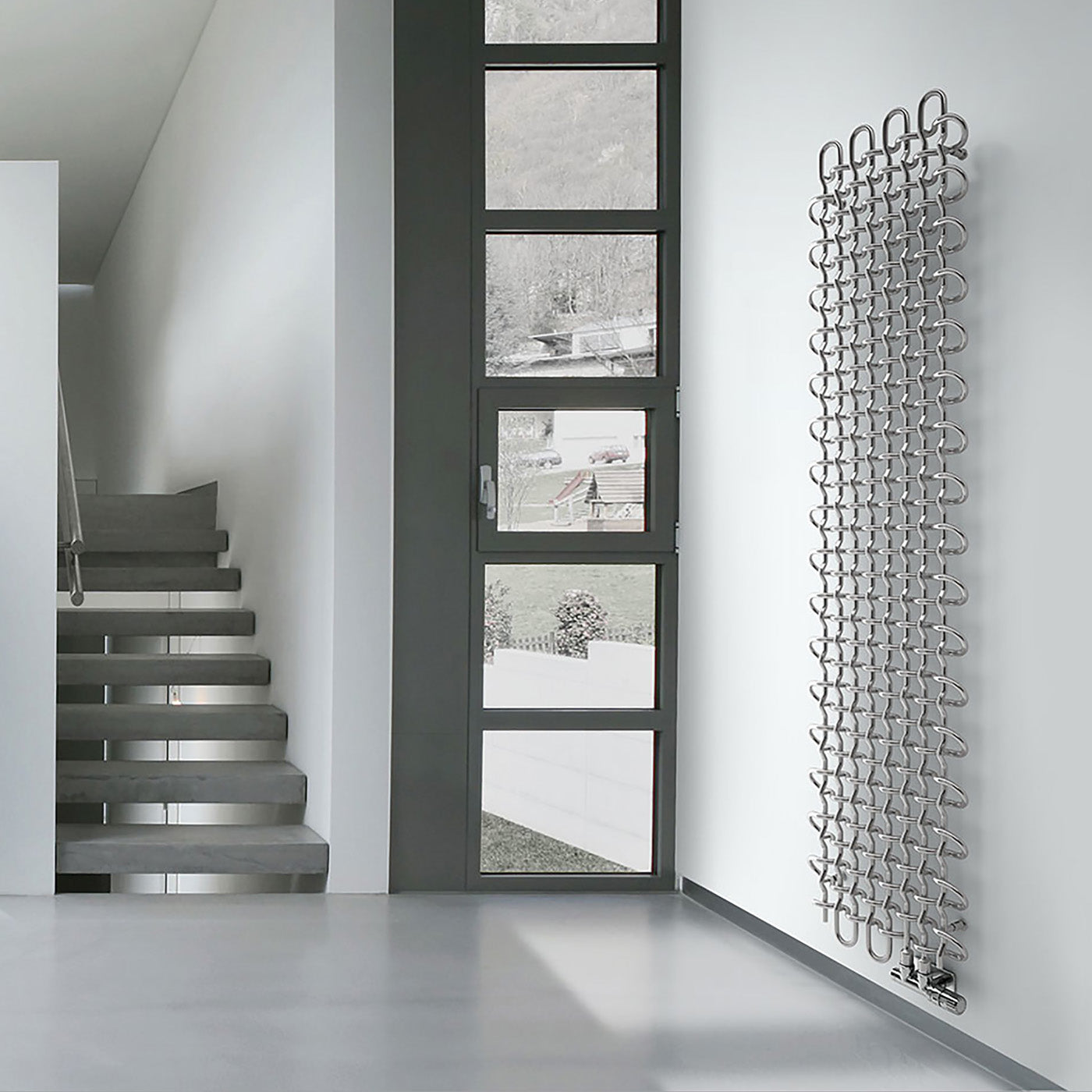 Terma PLC V, 1800h x 463w(mm), 2354 BTUs, Vertical Designer Radiator, Inox