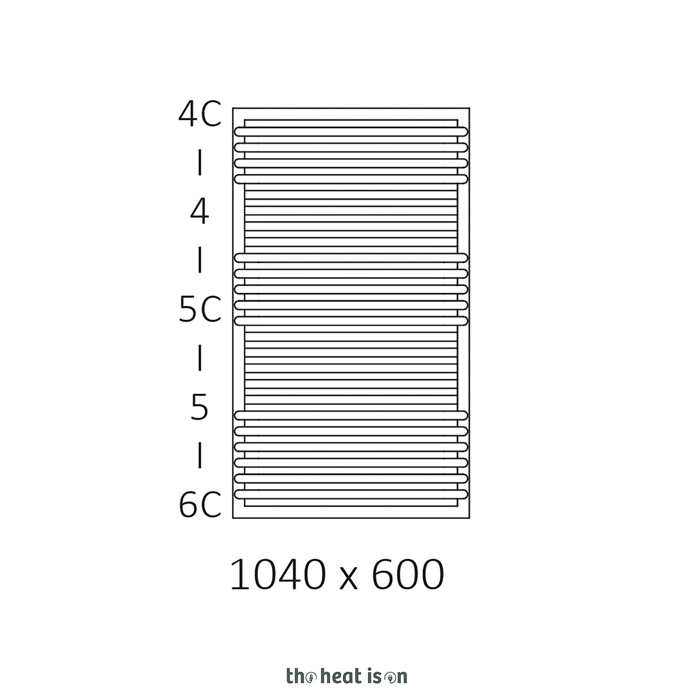 Terma POC 2, 1040h x 600w(mm), 2535 BTUs, Heated Towel Rail, RAL 9016 Matt White
