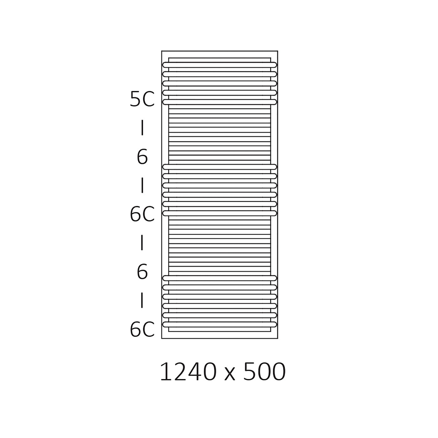 Terma POC 2, 1240h x 500w(mm), 2539 BTUs, Heated Towel Rail, Metallic Red