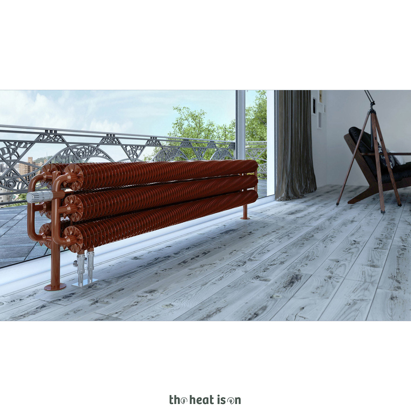 Terma RIBBON HSD, 290h x 1740w(mm), 6203 BTUs, Horizontal Designer Radiator, Bright Copper