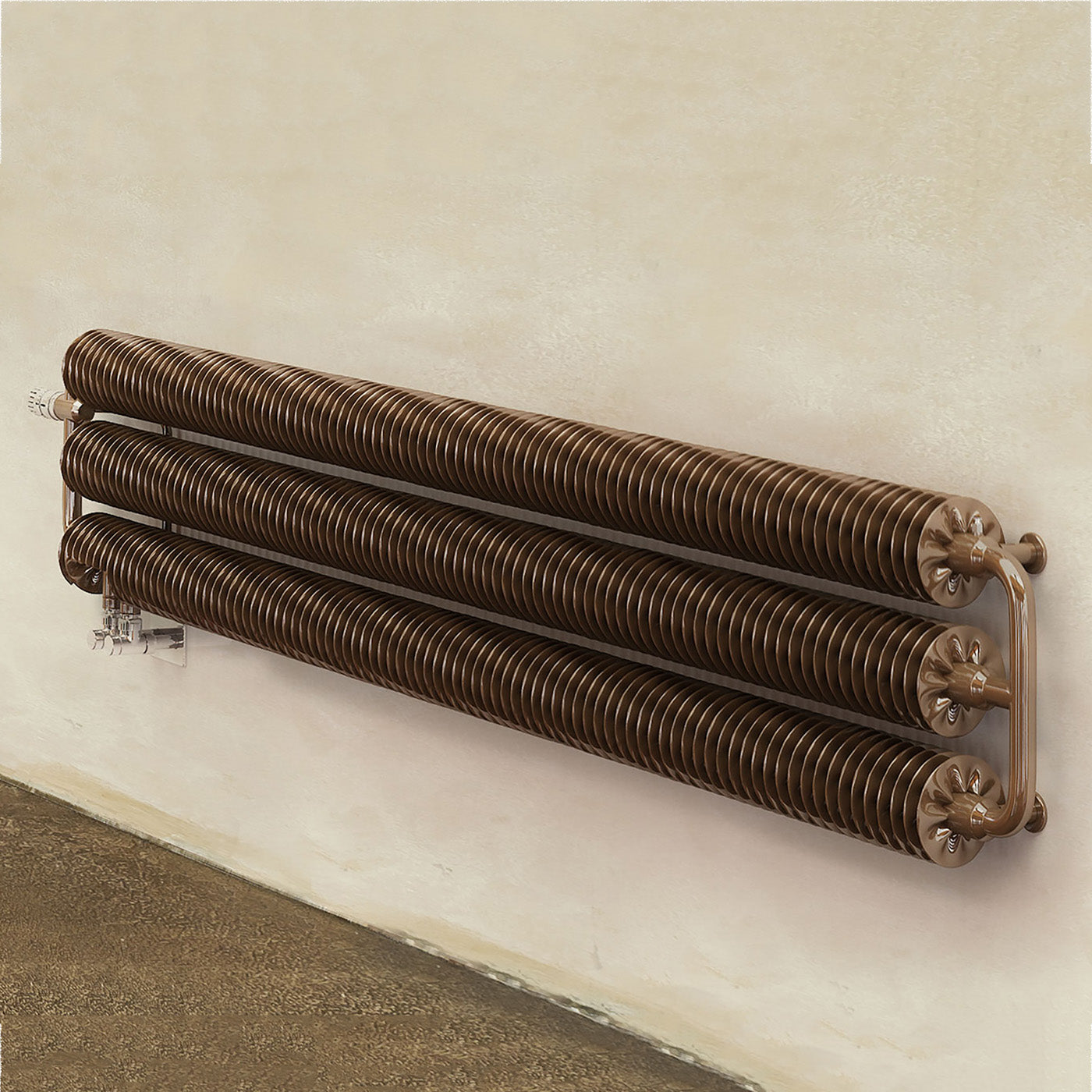 Terma RIBBON HWS, 390h x 1540w(mm), 3378 BTUs, Horizontal Designer Radiator, RAL 8000 Matt Green Brown