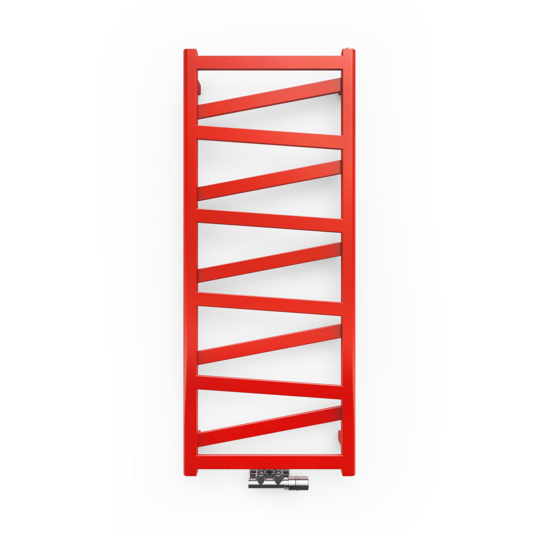 Terma VIPERA, 1230h x 500w(mm), 1539 BTUs, Heated Towel Rail, RAL 3020 Matt Traffic Red