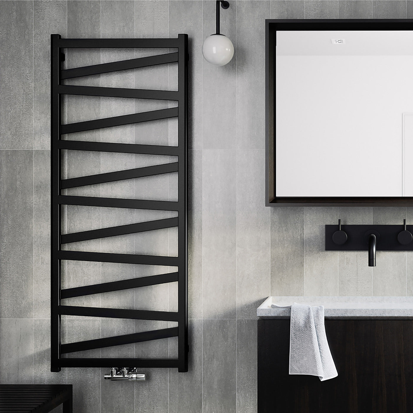 Terma VIPERA, 1470h x 500w(mm), 1843 BTUs, Heated Towel Rail, RAL 9005 Matt Black