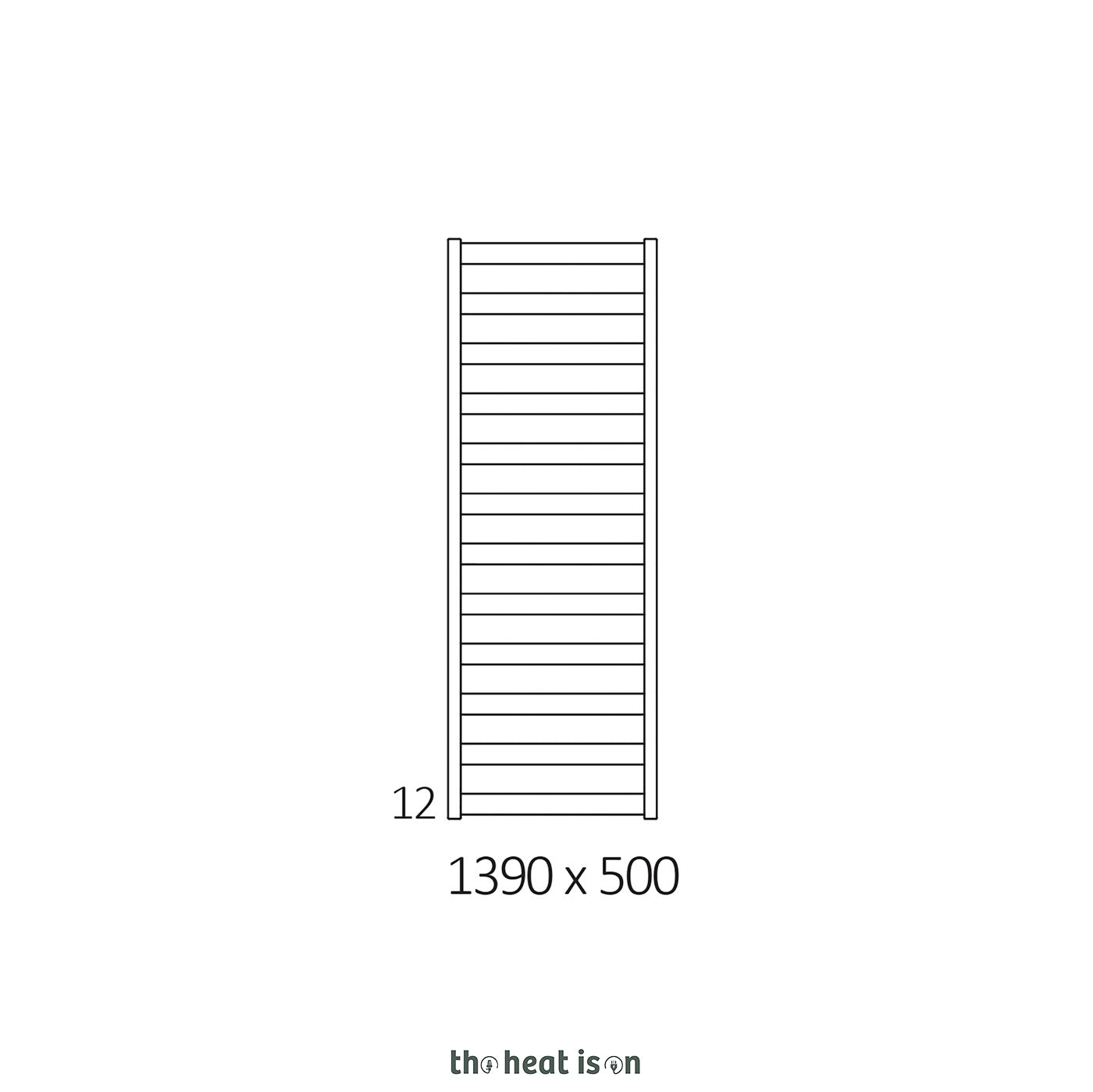 Terma VIVO, 1390h x 500w(mm), 1747 BTUs, Heated Towel Rail, Metallic Grey