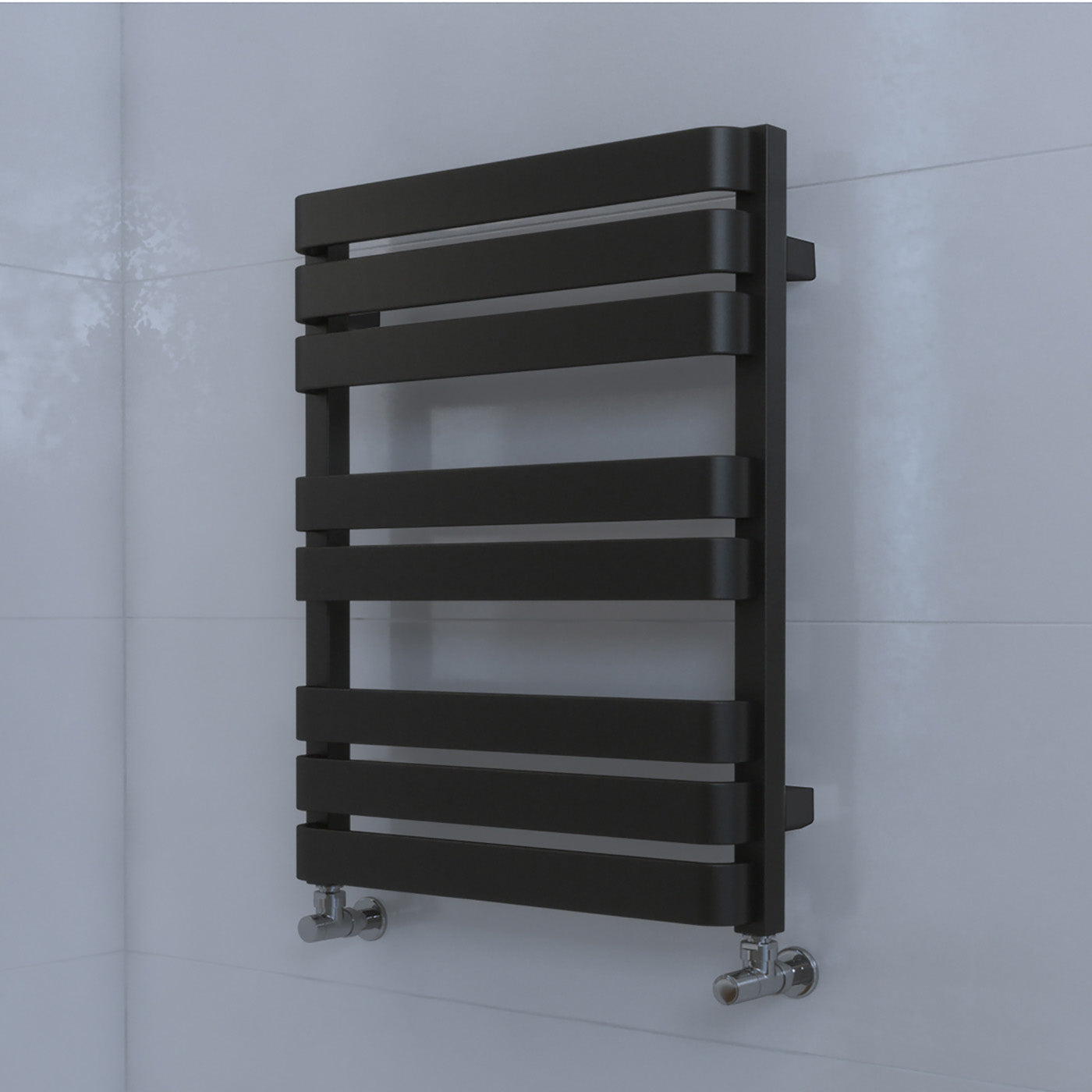 Terma WARP T, 655h x 500w(mm), 1109 BTUs, Heated Towel Rail, RAL 9005 Matt Black
