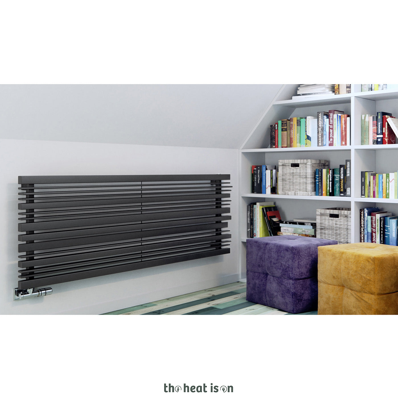 Terma SHERWOOD H, 540h x 1600w(mm), 3607 BTUs, Horizontal Designer Radiator, Metallic Grey