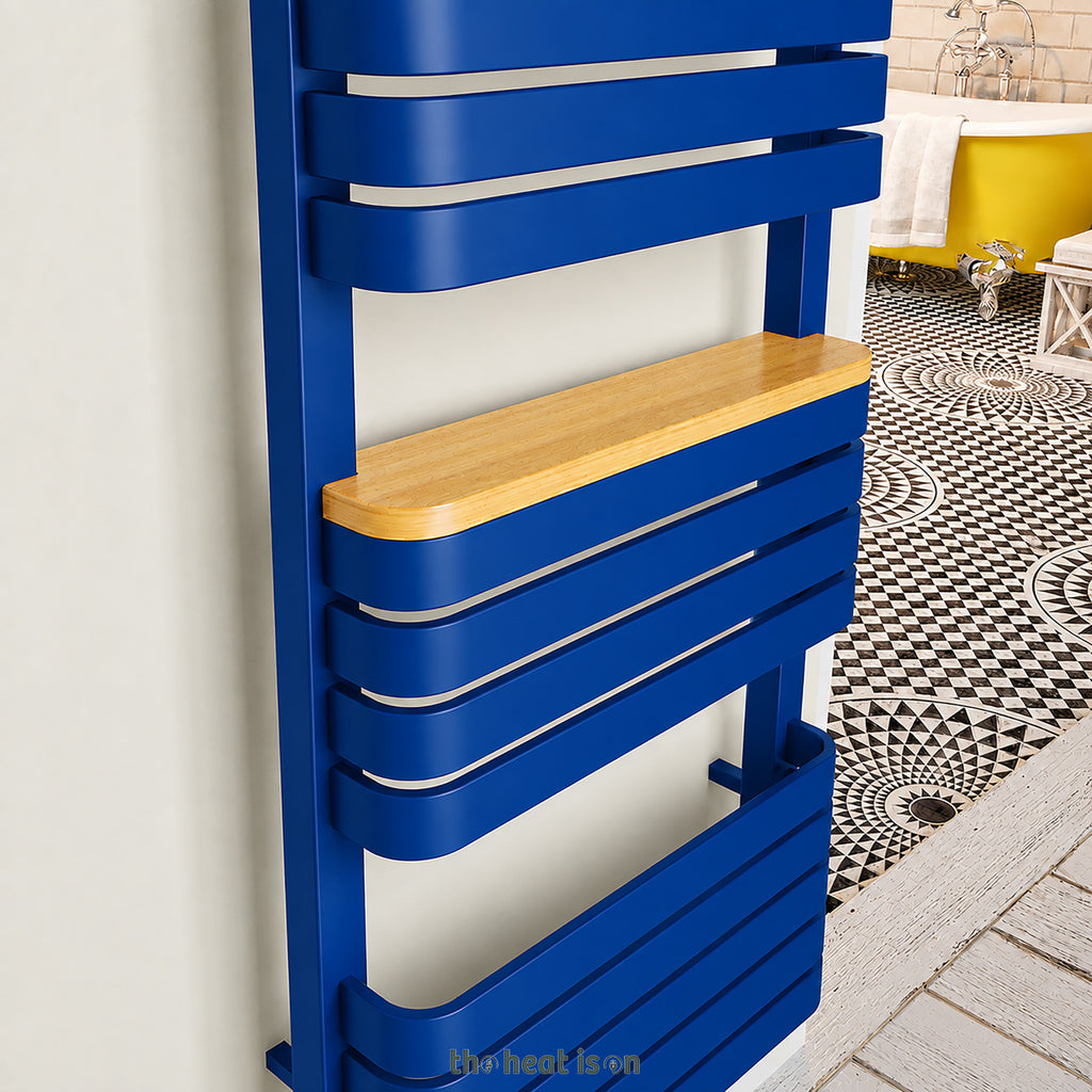DQ TESORO, 1200h x 500w(mm), 2678 BTUs Heated Towel Rail, RAL 5005 Matt Signal Blue