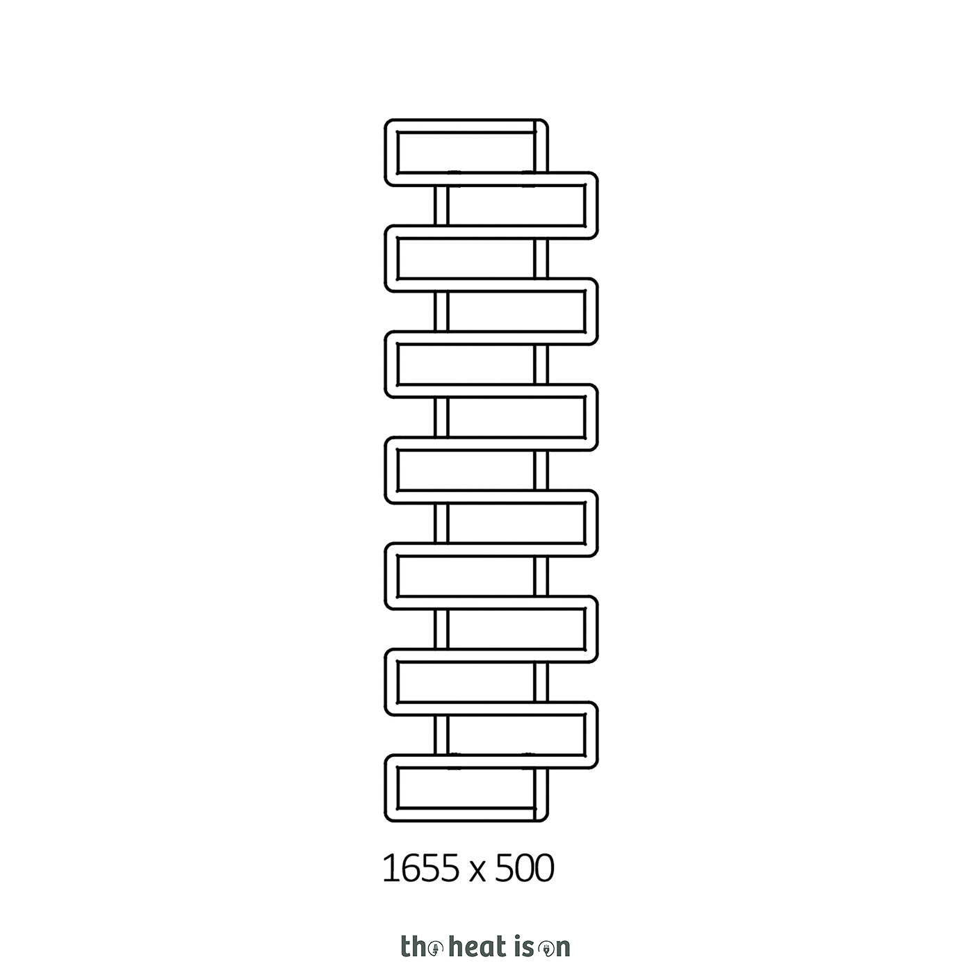 Terma BOOKIE, 1655h x 500w(mm), 2976 BTUs, Heated Towel Rail, RAL 7022 Matt Umbra Grey