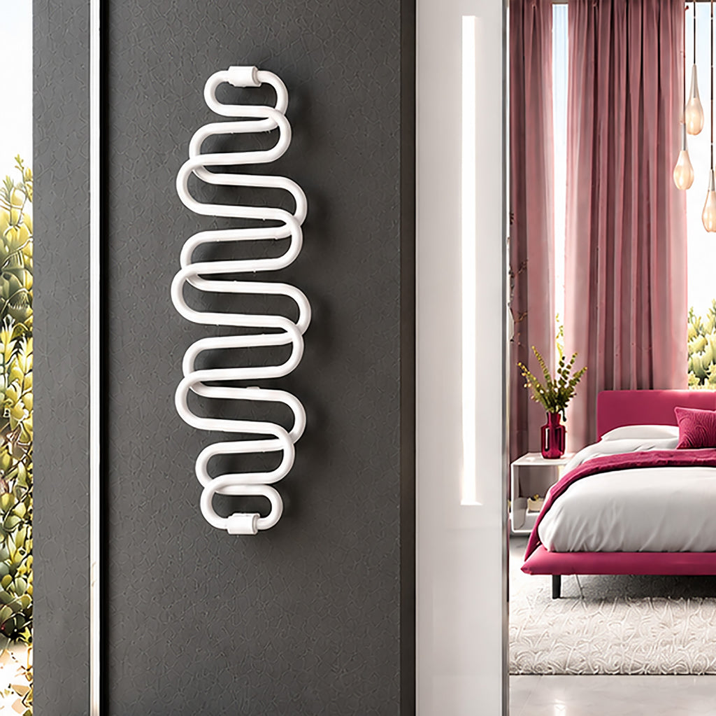 Terma PERLA E, 1360h x 500w(mm), 284w Dry Electric Towel Rail (with heating wire), RAL 9016 White (choice of finishes) (simple on/off button, no timer/no drying func.)