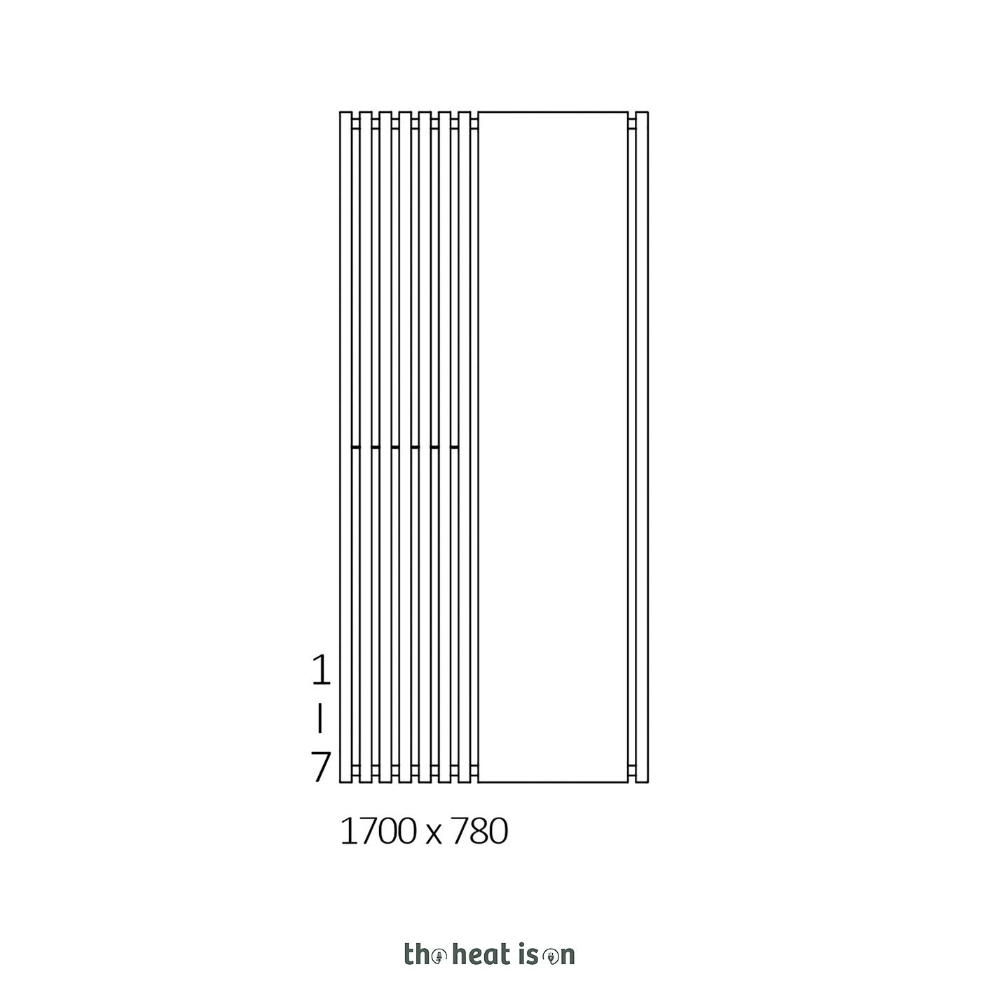 Terma TRIGA M, 1700h x 780w(mm), 2898 BTUs, Vertical Designer Radiator, Modern Grey