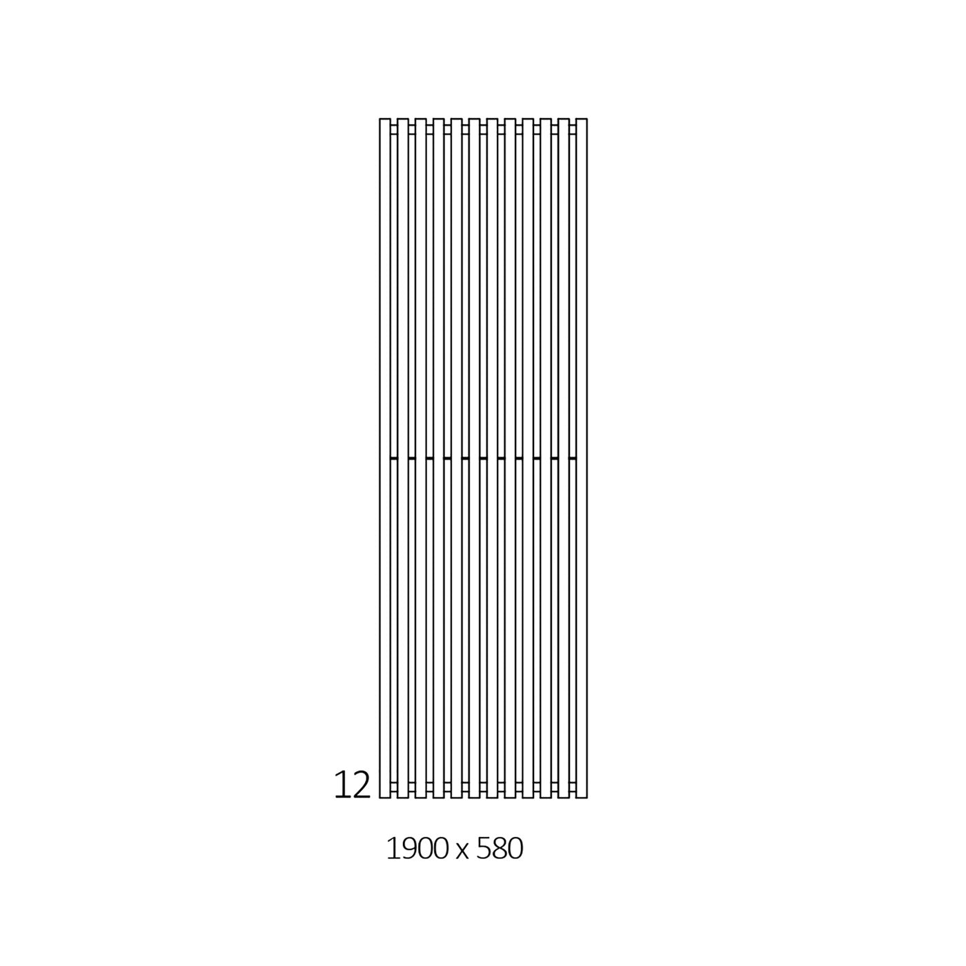 Terma TRIGA, 1900h x 580w(mm), 4920 BTUs, Vertical Designer Radiator, RAL 9005 Matt Black