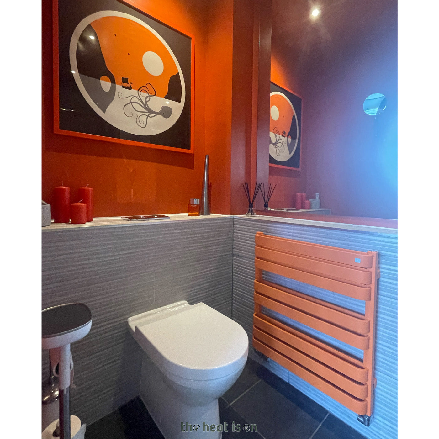 Terma WARP T BOLD, 655h x 600w(mm), 1858 BTUs Heated Towel Rail, RAL 2003 Matt Pastel Orange