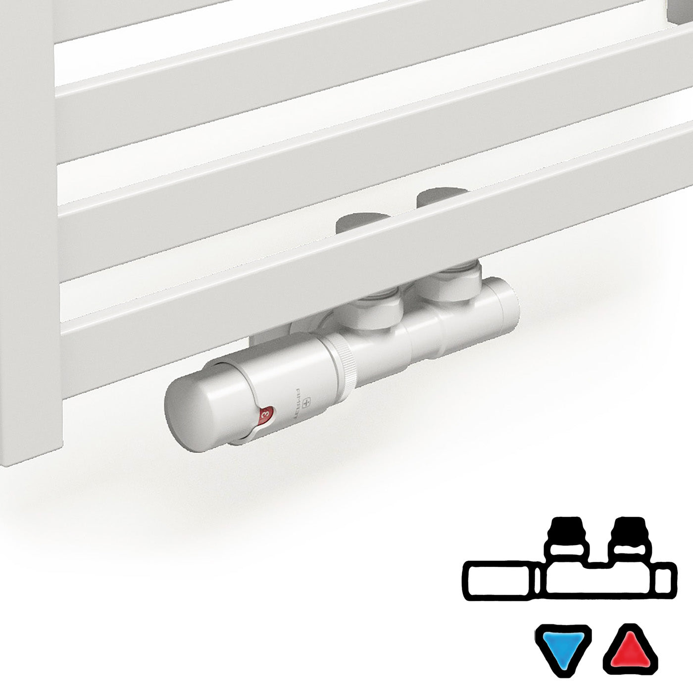 05_Thermostatic-50mm-Towel-Rail-Valves-_TRVs_-_-Pipe-Masking_-Matt-White-_RAL-9016_-LEFT-SIDED-ANGLED_-TWINS