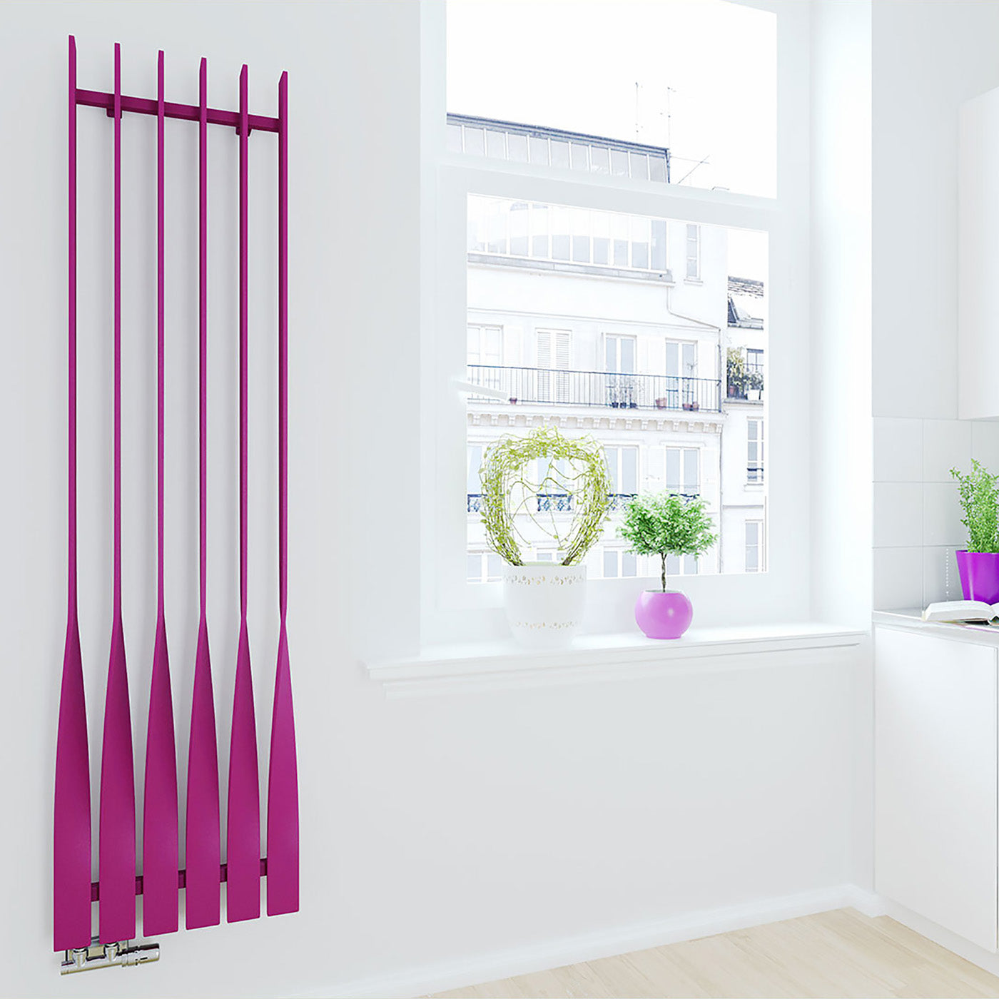 Terma CYKLON V, 1600h x 495w(mm), 2883 BTUs, Vertical Designer Radiator, RAL 4006 Matt Traffic Purple