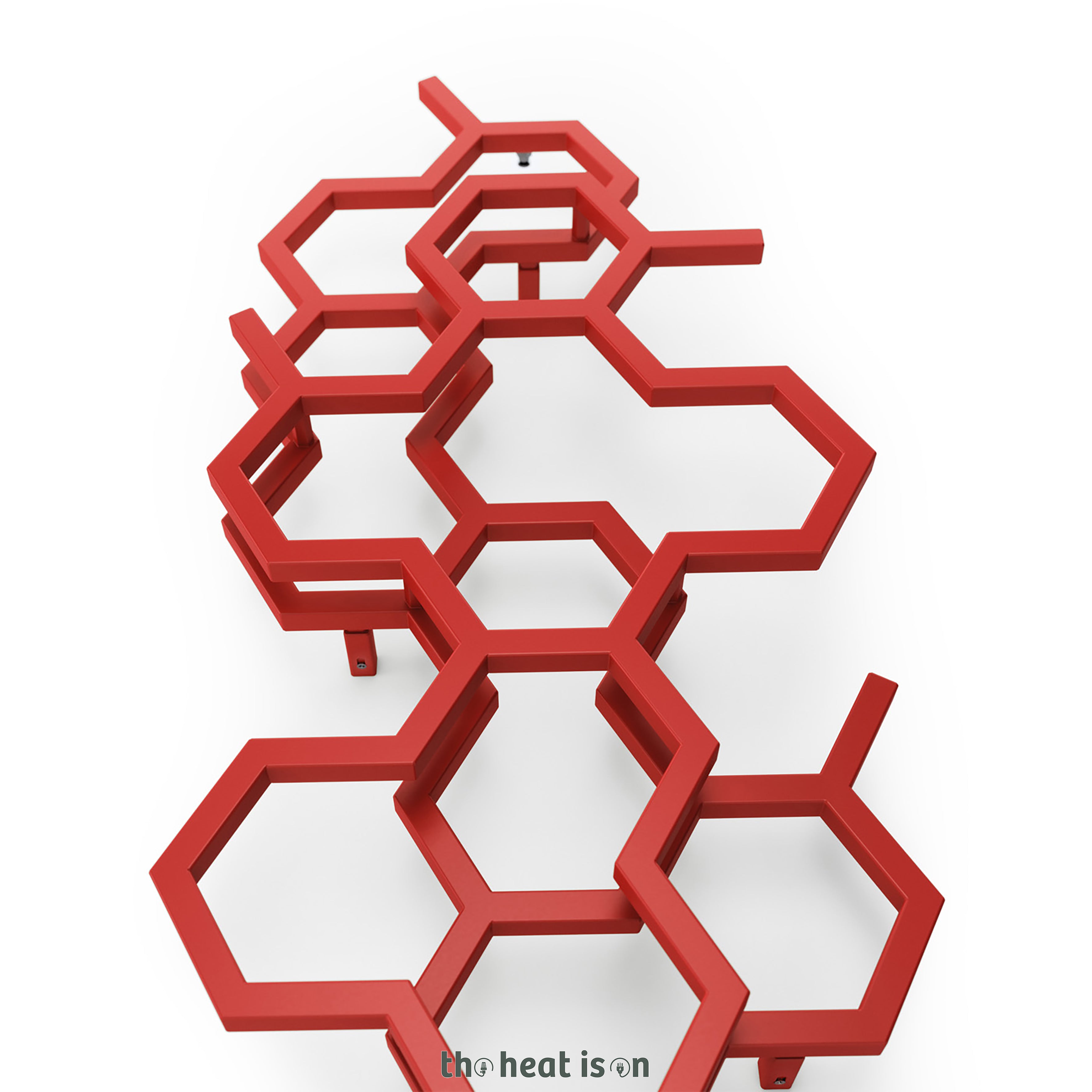 Terma HEX, 1220h x 486w(mm), 1181 BTUs Vertical Designer Radiator, RAL 3028 Matt Pure Red