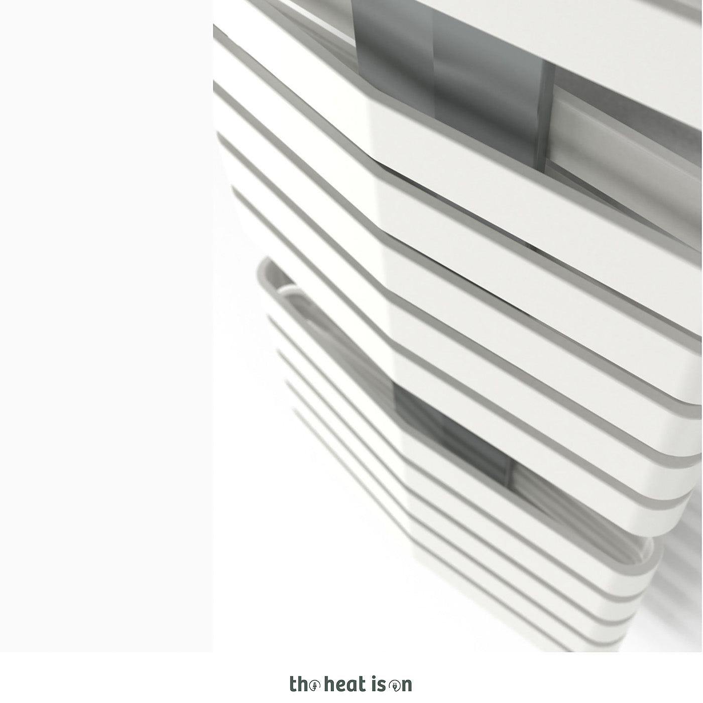 Terma IRON D (double panel), 1120h x 500w(mm), 2812 BTUs, Heated Towel Rail, RAL 9016 Matt White (bars) RAL 7042 Matt Traffic Grey A (masking)