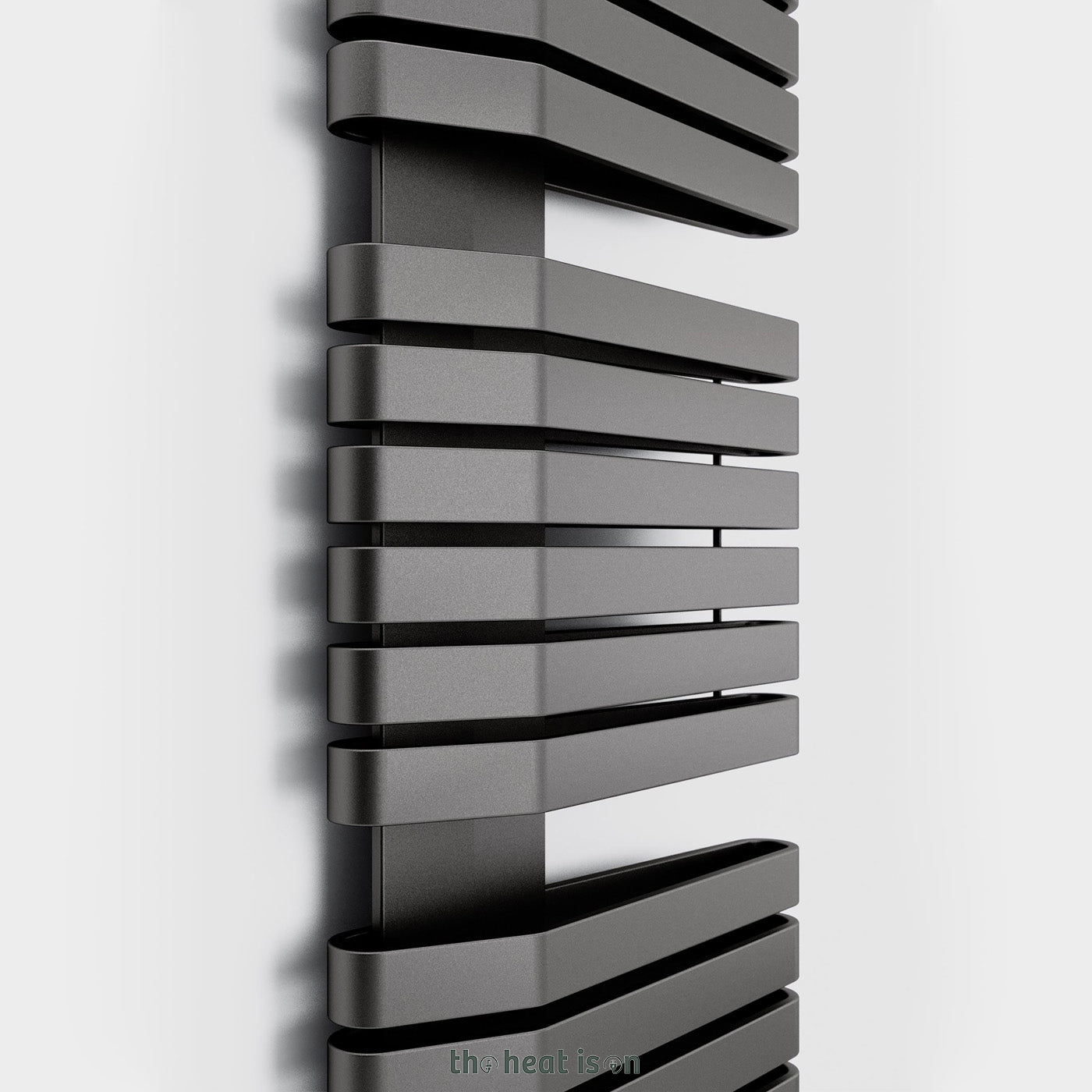 Terma IRON S, 1315h x 500w(mm), 3398 BTUs, Heated Towel Rail, Graphite (bars) Graphite (masking)