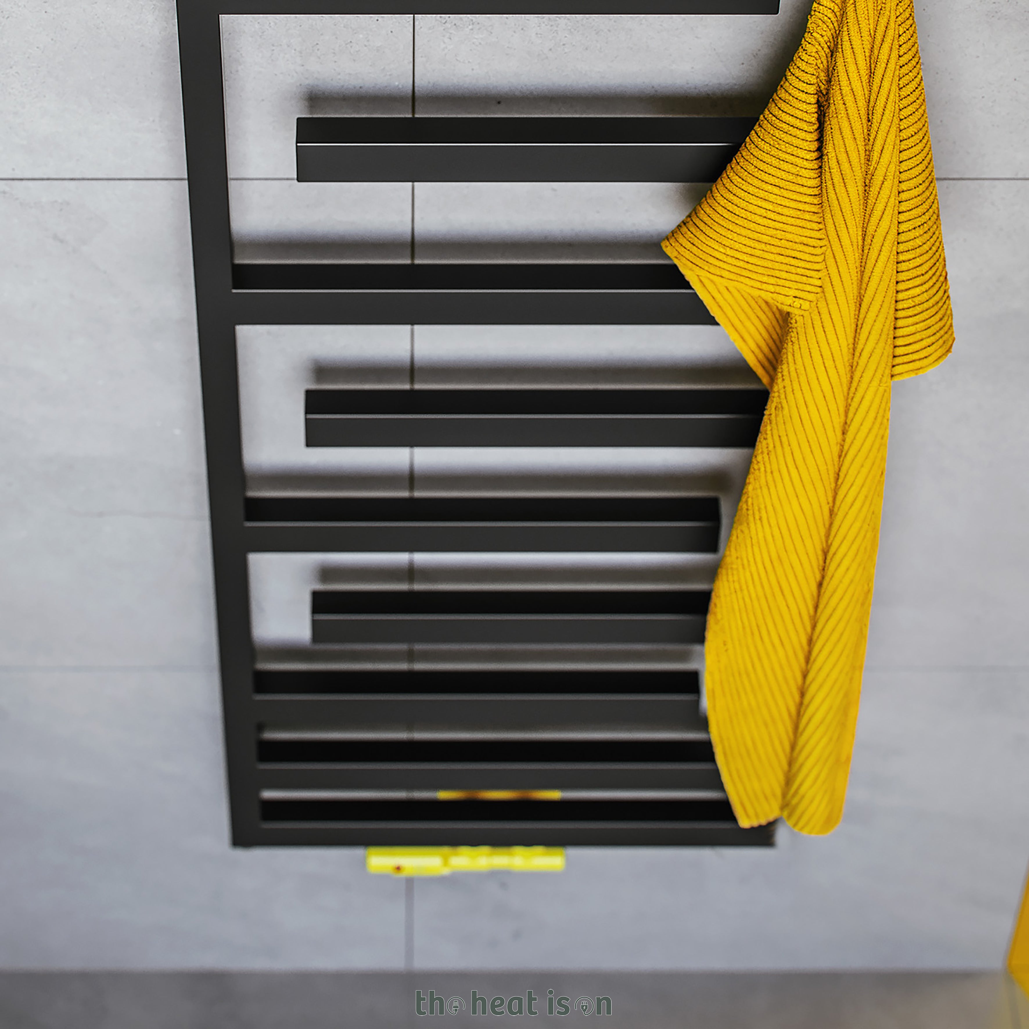 Terma JUNO, 880h x 500w(mm), 1232 BTUs Heated Towel Rail, RAL 9005 Matt Black