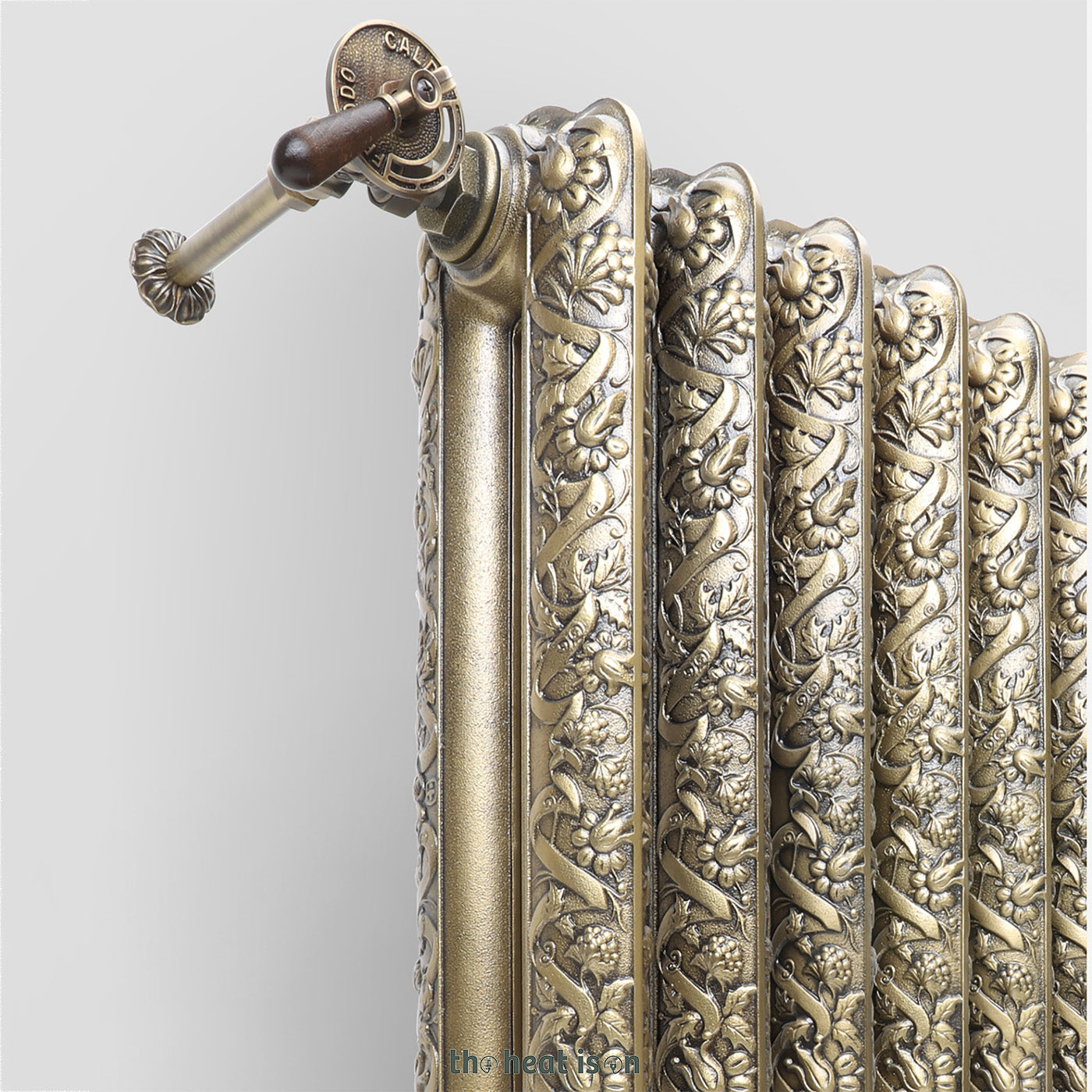 Terma KASZUB, 720h x 1098w(mm), 3276 BTUs, Floorstanding Horizontal Cast Iron Radiator, 13 sections, Antique Brass