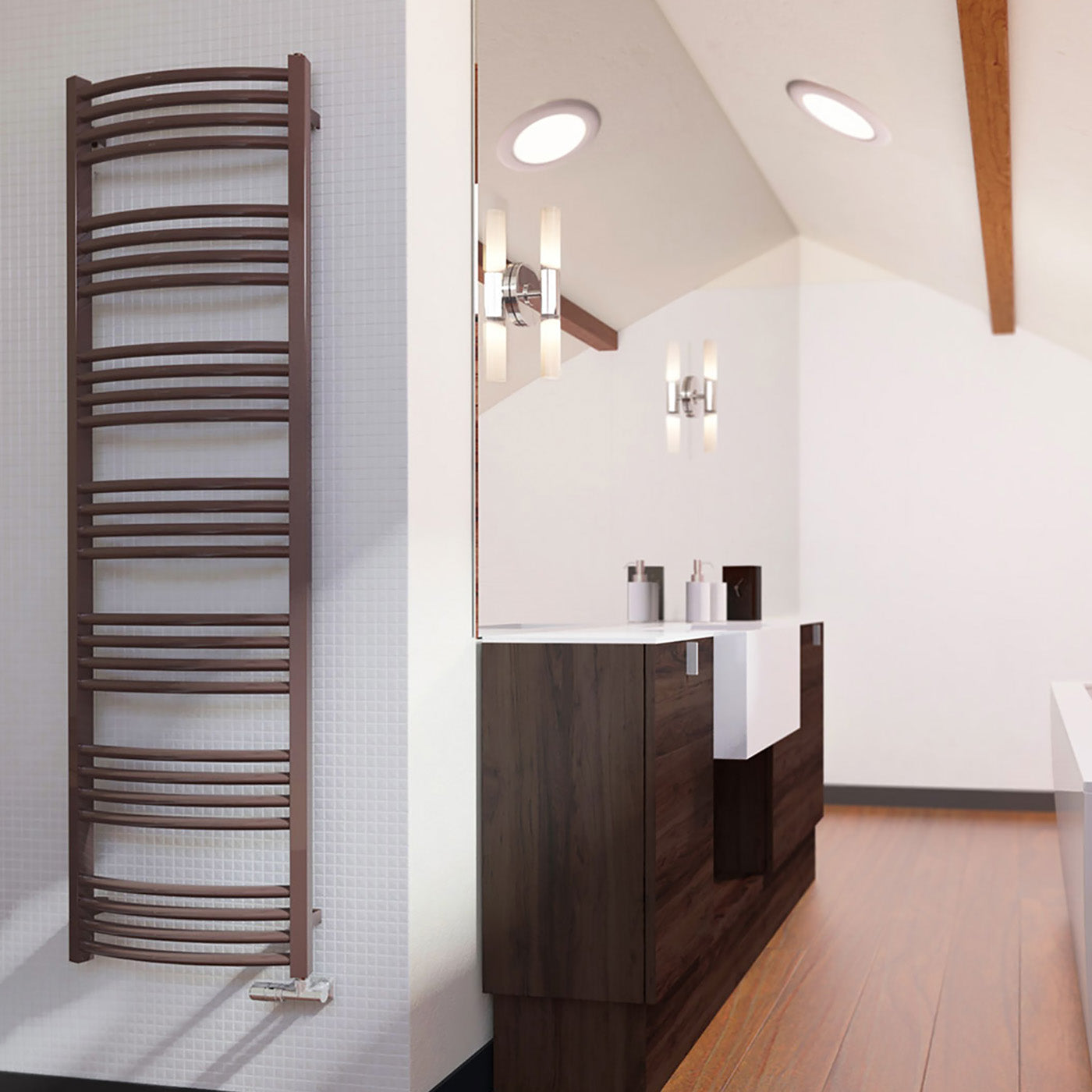 Terma LENA, 1620h x 500w(mm), 2382 BTUs, Heated Towel Rail, Bright Copper