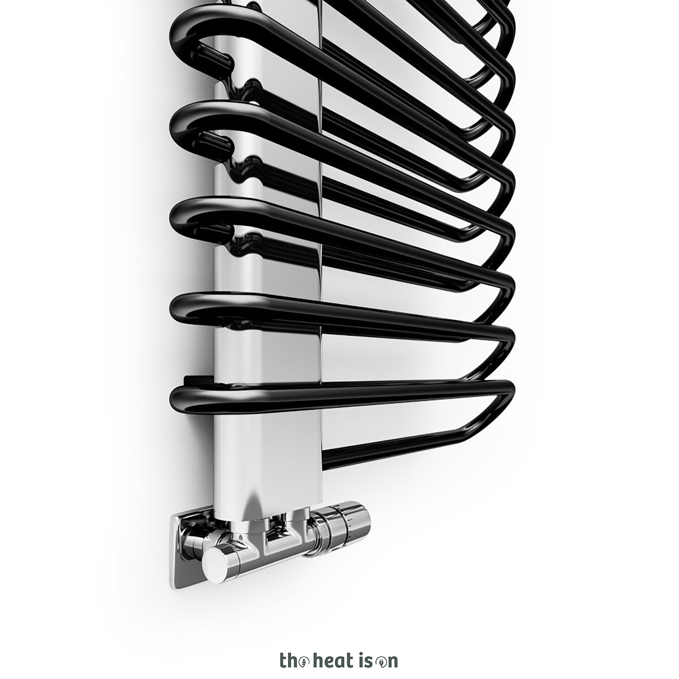 Terma MICHELLE, 1620h x 500w(mm), 3412 BTUs, Heated Towel Rail, RAL 9005 Silk Black  (Bars) / Chrome (Masking)
