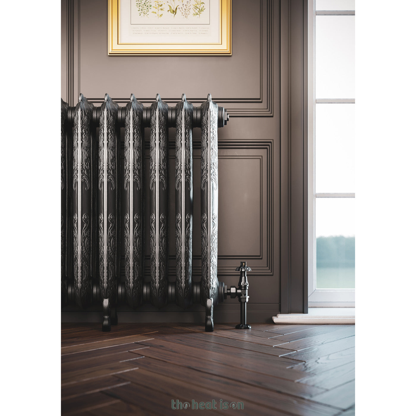 Terma OXFORD, 710h x 1180w(mm), 6831 BTUs Horizontal Cast Iron Radiator, Raw Metal
