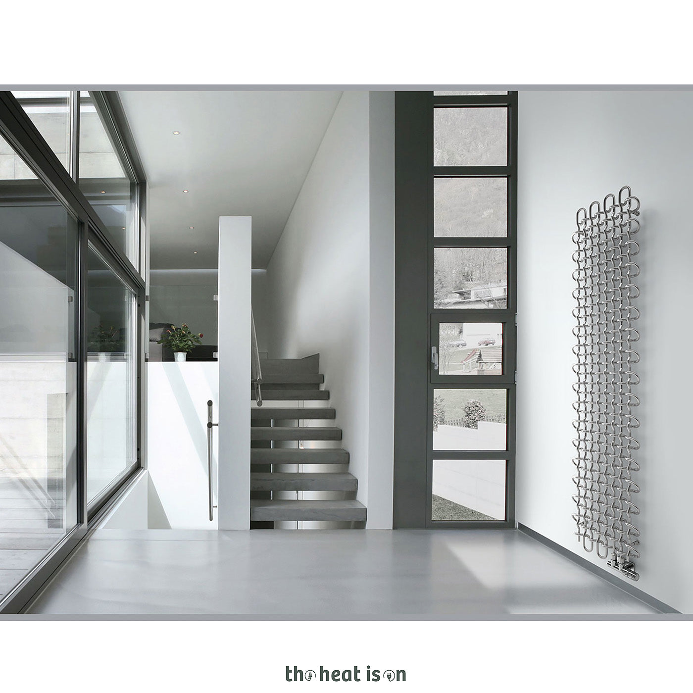 Terma PLC V, 1800h x 463w(mm), 2354 BTUs, Vertical Designer Radiator, Inox