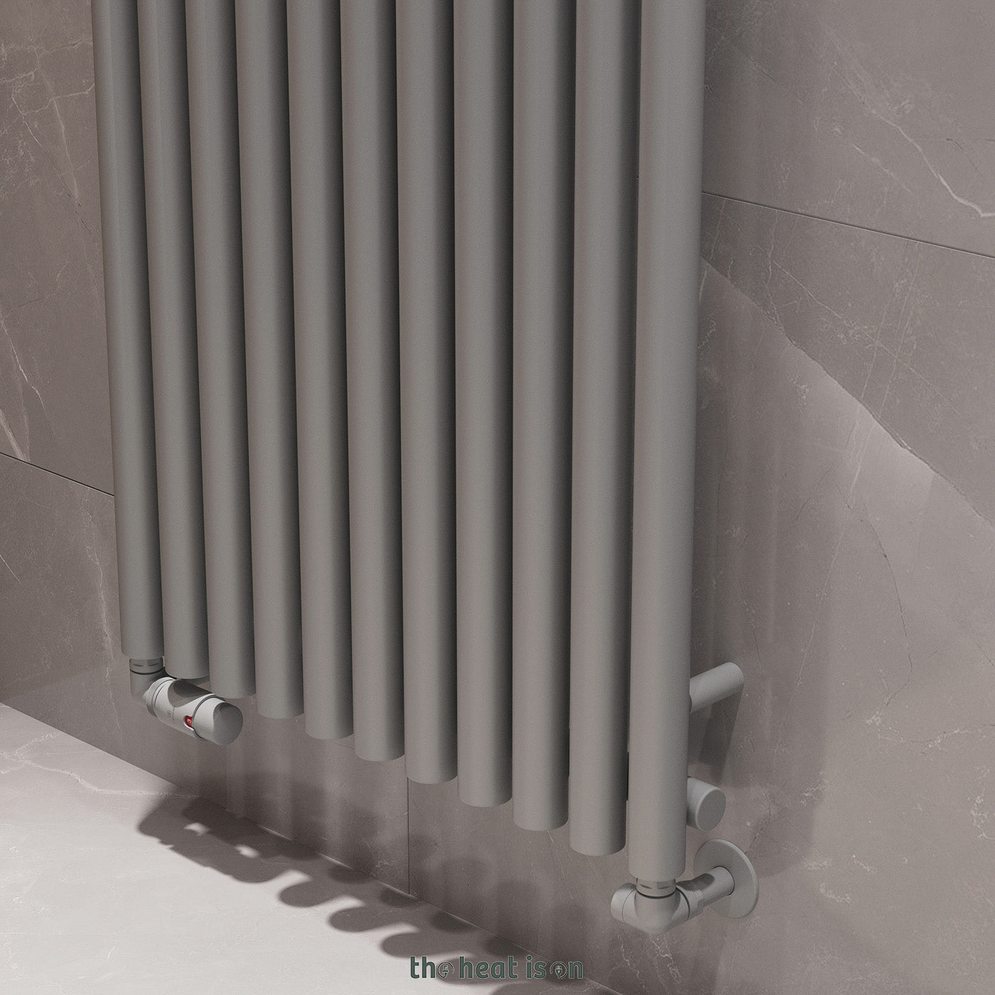 Terma ROLO HANGER (Double Hanger Rows), 1600h x 590w(mm), 3876 BTUs, Vertical Designer Radiator, RAL 7004 Matt Signal Grey