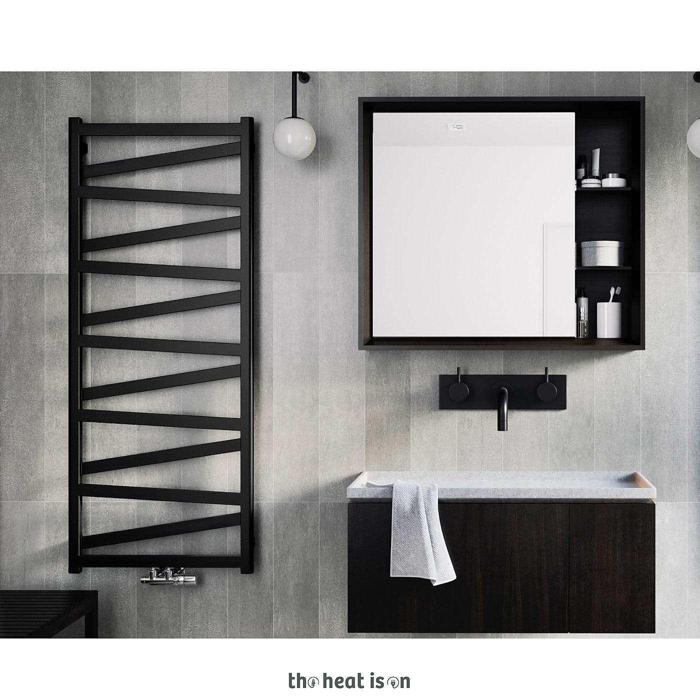 Terma VIPERA, 1470h x 500w(mm), 1843 BTUs, Heated Towel Rail, RAL 9005 Matt Black