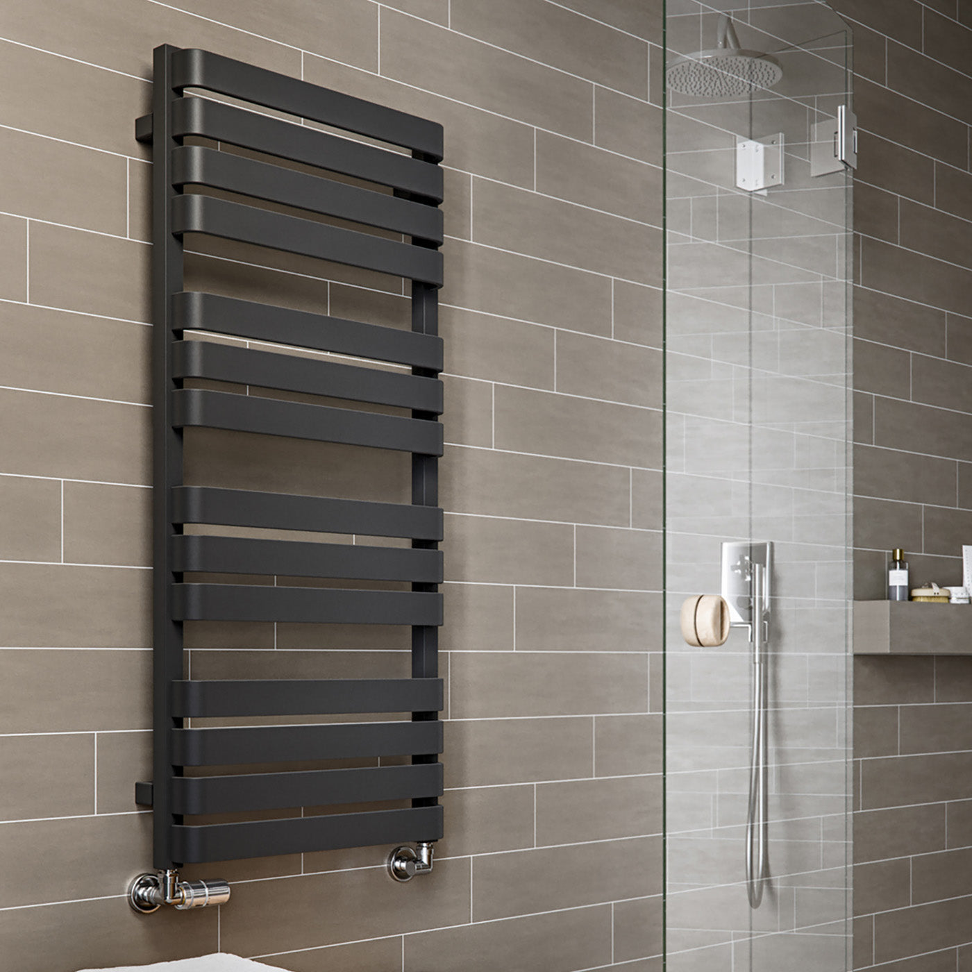 Terma WARP T, 1110h x 500w(mm), 1887 BTUs, Heated Towel Rail, RAL 9005 Matt Black