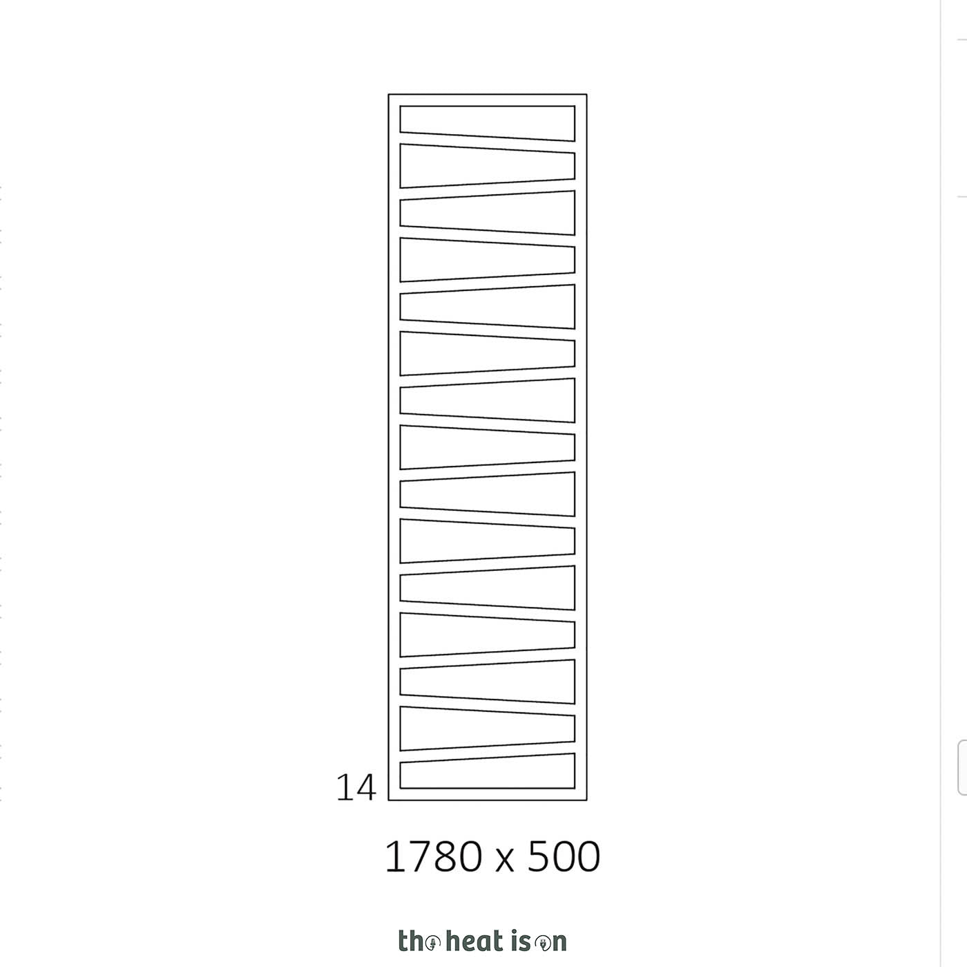 Terma ZIG ZAG, 1780h x 500w(mm), 2139 BTUs, Heated Towel Rail, Heban