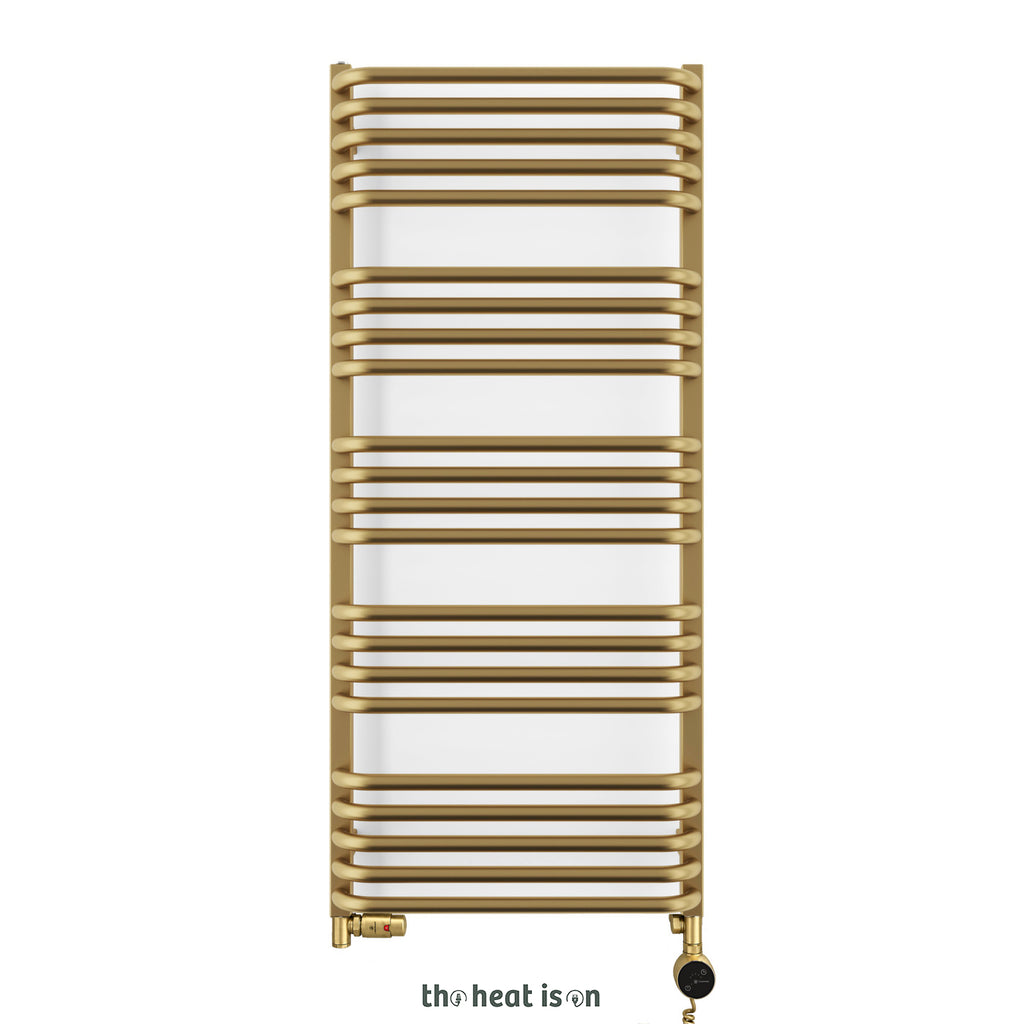 Terma ALEX Dual Fuel Towel Rail, 1140h x 500w(mm), 2017 BTUs/ 600w, Brass (premium wet paint) (with INTEGRA 3 Axis Dual Fuel Valve in Brass & MOA Wi-Fi Element in Brass 30-60¡c)
