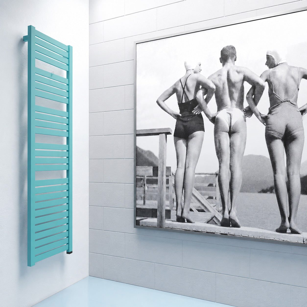 Terma MANTIS ONE, 1560h x 440w(mm), 800w Electric Towel Rail, RAL 5024 Matt Pastel Blue (with Internal ONE Element (manual/optional IR controllable), 45/60°c)