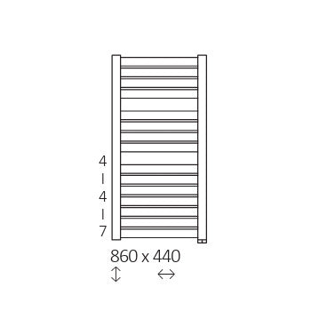 Terma MANTIS ONE, 860h x 440w(mm), 400w Electric Towel Rail, RAL 9005 Salt n Pepper (with Internal ONE Element (manual/optional IR controllable), 45/60°c)